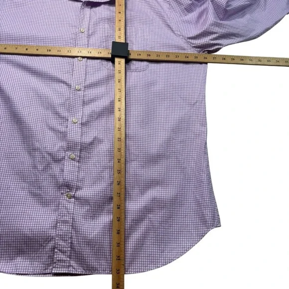 Peter Millar Mens XXL Purple Houndstooth Cotton Button Down Shirt #919 - Picture 5 of 9